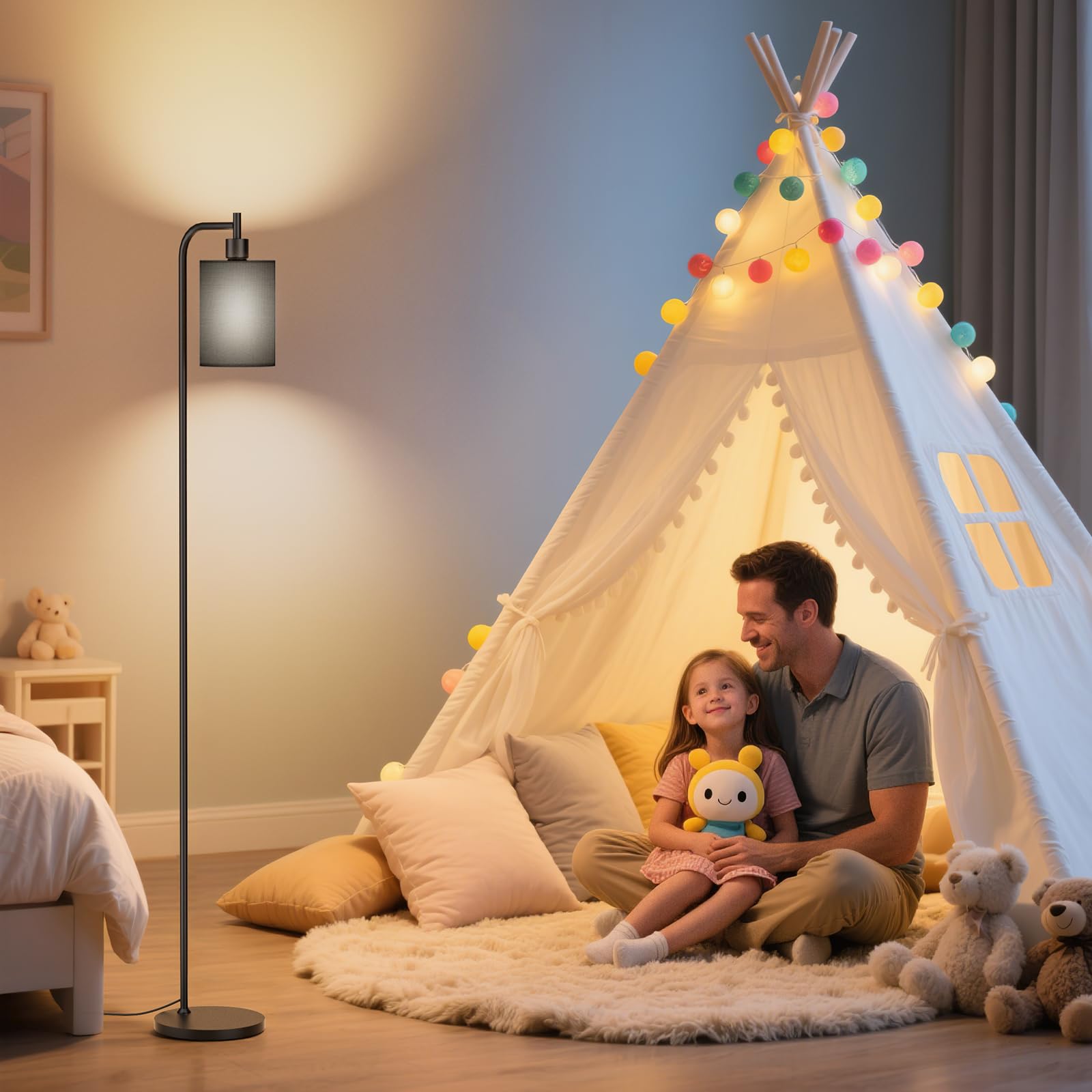 SIBRILLE floor lamp is pre-assembled for quick setup and instant enjoyment.