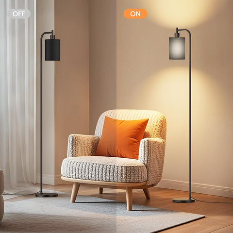 SIBRILLE floor lamp safely weighted base protects against tipping on carpets.
