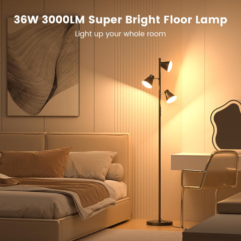 SIBRILLE tree lamp heads rotate for versatile directional lighting.