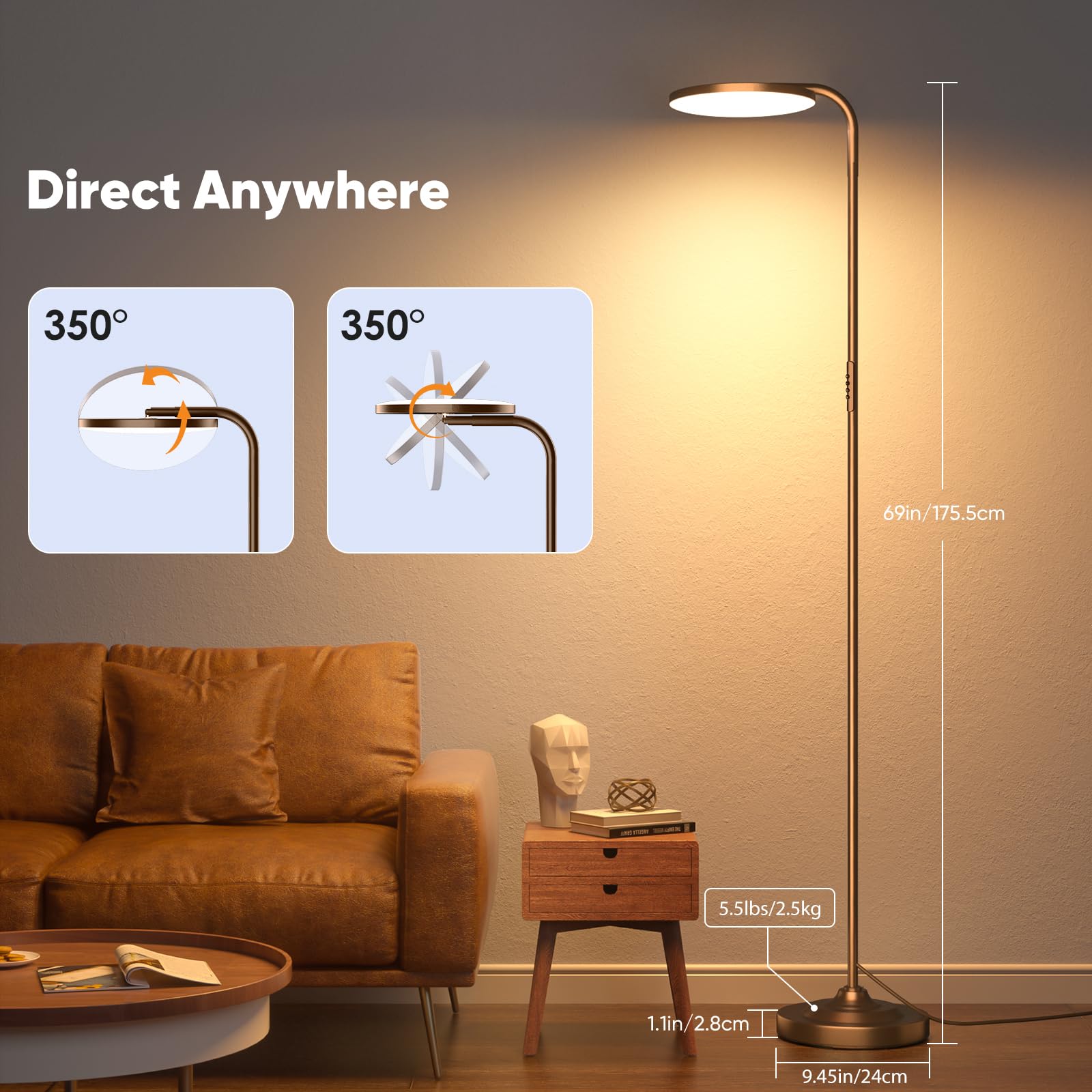 SIBRILLE 36W modern base design ensures stable placement in any room.
