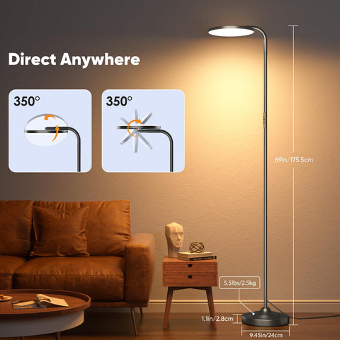 SIBRILLE modern metallic finish floor lamp in a contemporary room