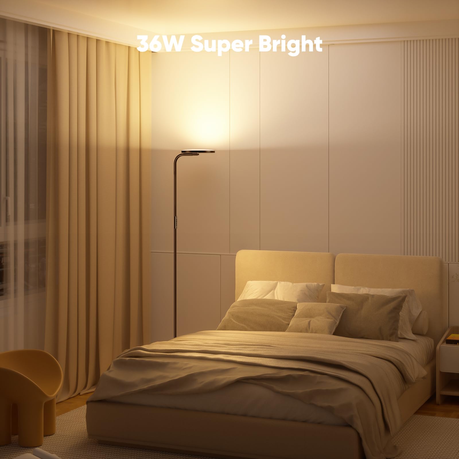 SIBRILLE 36W floor lamp with magnetic remote for easy adjustments.