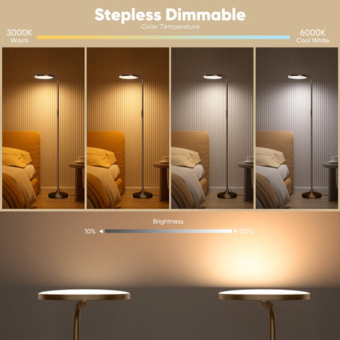 SIBRILLE 36W floor lamp in torchiere mode for ambient ceiling glow.
