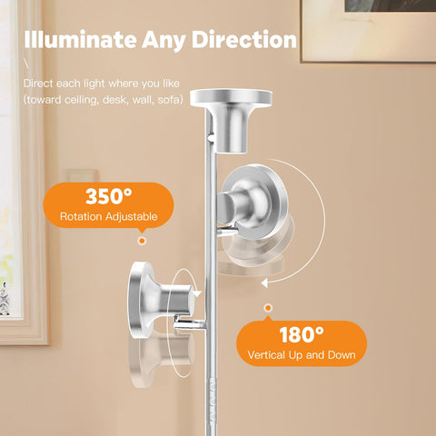 Sibrille three-head lamp with rotatable heads for tailored task lighting in living spaces.
