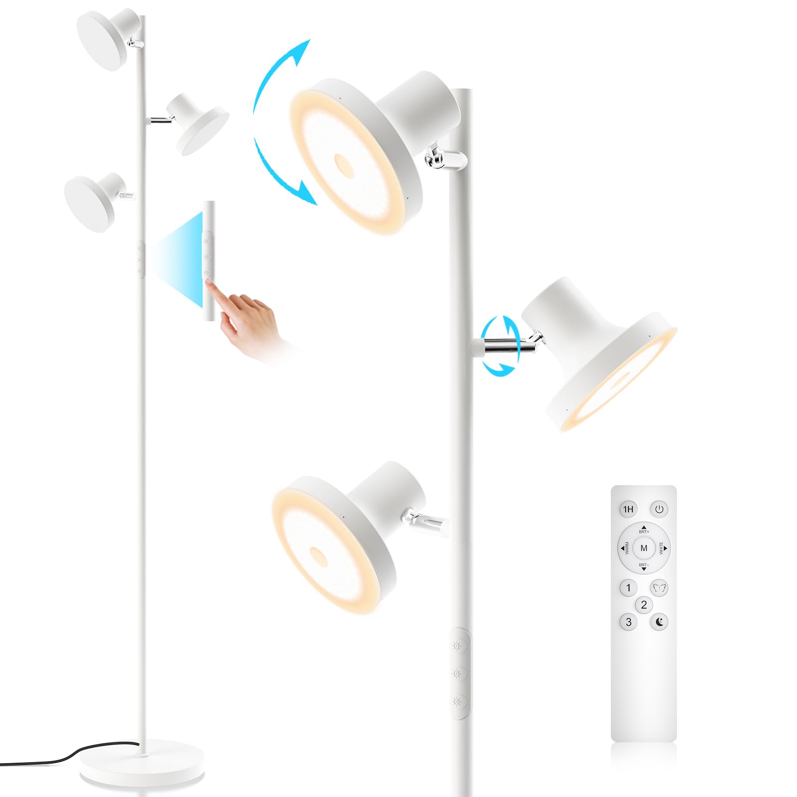 Sibrille three-light tree floor lamp design illuminates living spaces with flexible lighting.