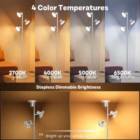 Sibrille tree floor lamp featuring touch control for quick dimming and color changes.