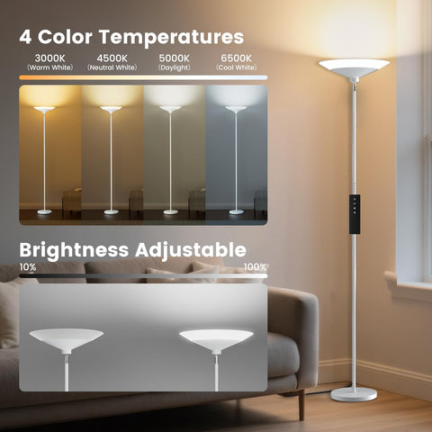 SIBRILLE 72-inch tall lamp providing broad room illumination