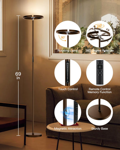 SIBRILLE energy-saving LED floor lamp delivering bright output with low power use
