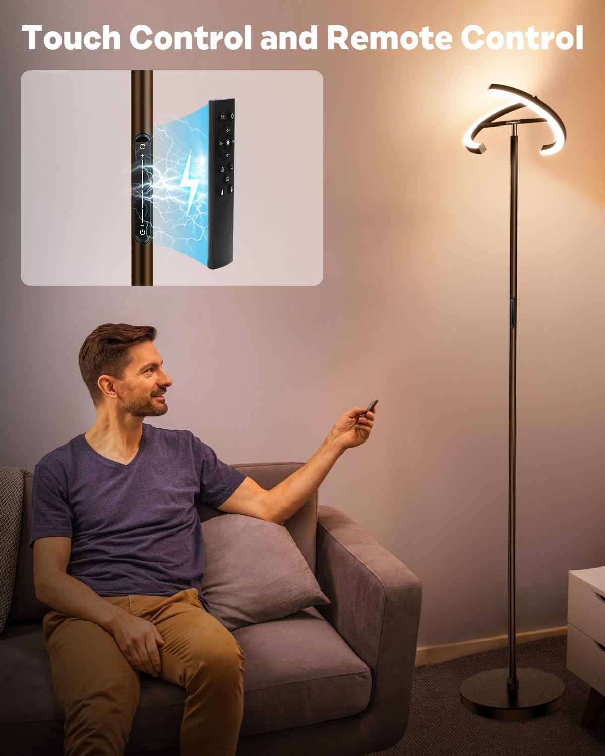 SIBRILLE brown lamp with two adjustable sections for even light distribution