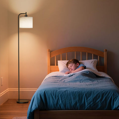 Sibrille floor lamp placed in a corner of a living room setup