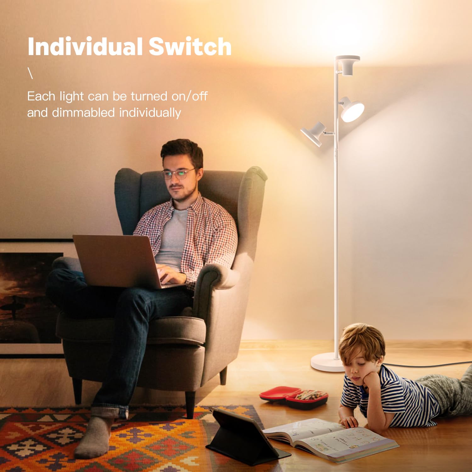 Sibrille dimmable floor lamp offers 10 to 100 percent brightness.