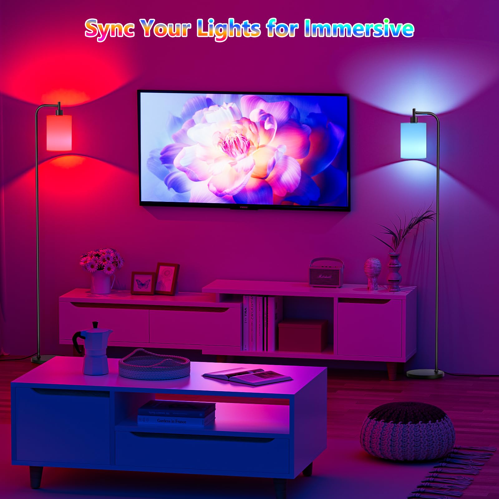 SIBRILLE RGB floor lamp foot-pedal switch for quick on/off convenience.
