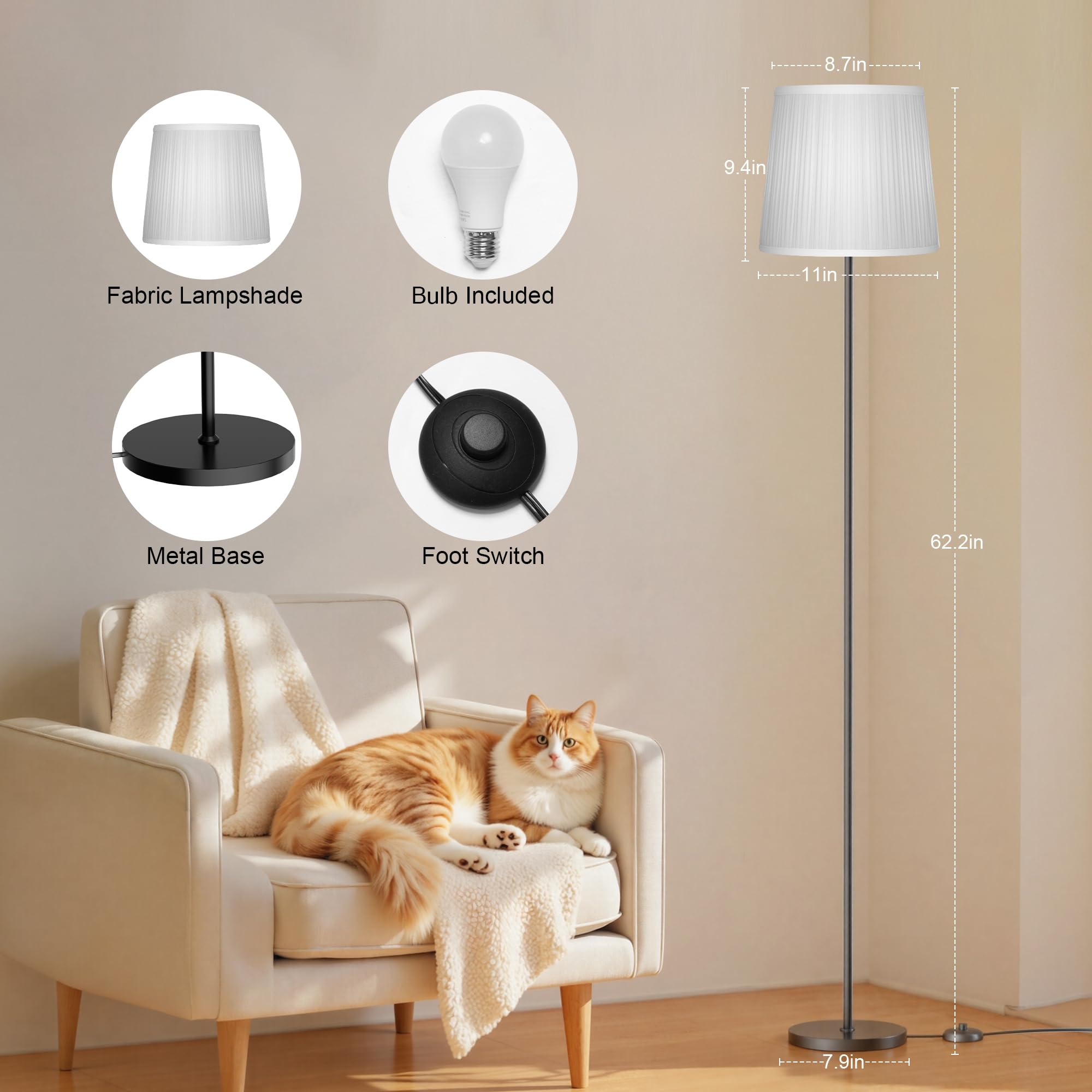 SIBRILLE floor lamp foot switch for hands-free control