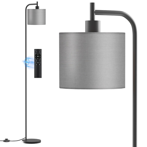SIBRILLE floor lamp with linen shade showcases a stable base for living room corners.