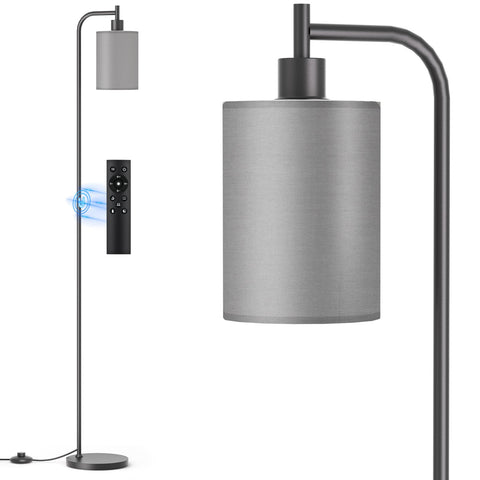 SIBRILLE floor lamp linen shade in a living room corner for warm ambience