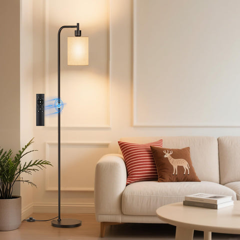 SIBRILLE floor lamp with linen shade offers stable, stylish lighting for any room