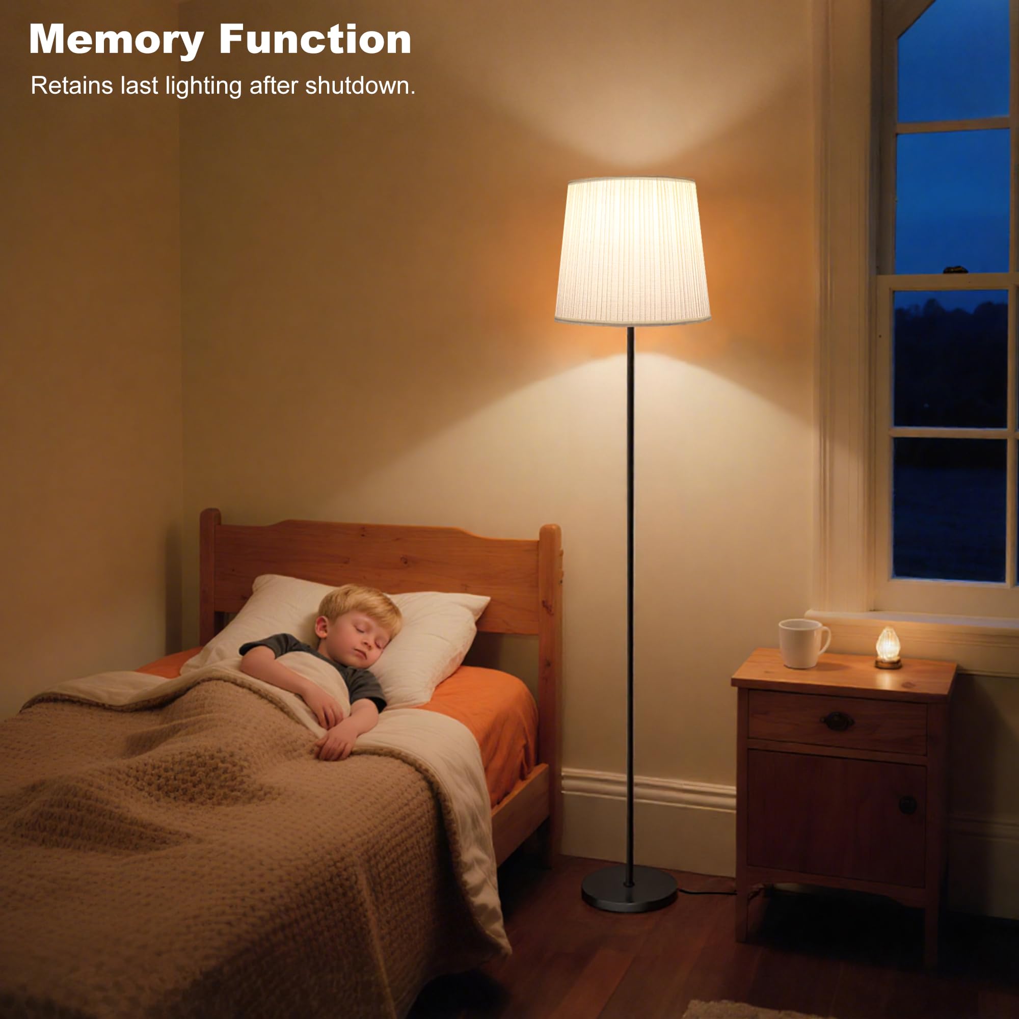 SIBRILLE floor lamp in a living room setup for reading