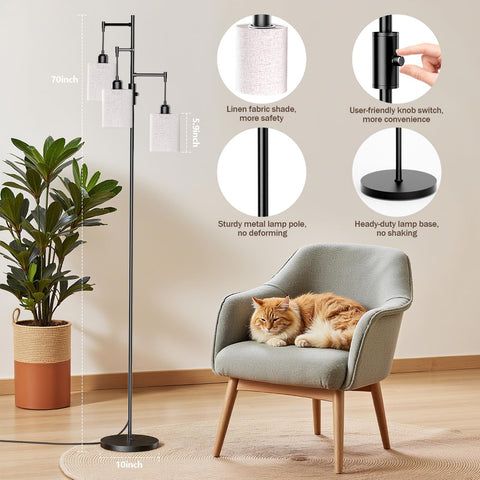 Rotary dimmer on the SIBRILLE floor lamp creates the perfect reading light.