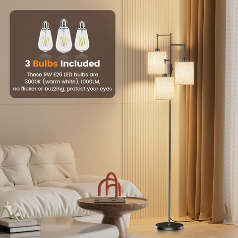 SIBRILLE floor lamp base provides stability on carpeted floors.