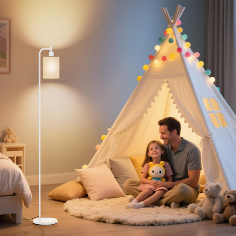 SIBRILLE floor lamp weighted base reduces tipping on carpet.