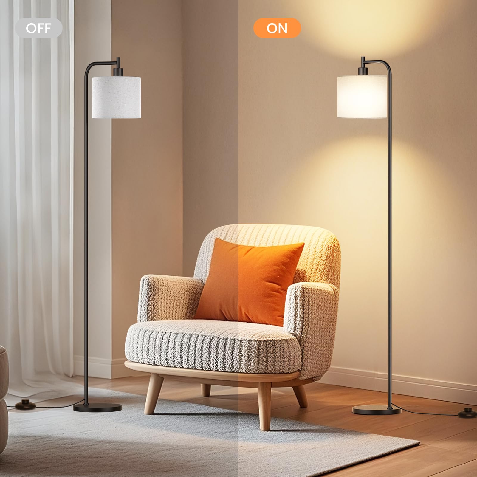 SIBRILLE floor lamp weighted base keeps the light steady on carpets.