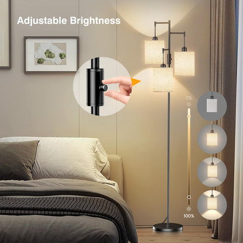 SIBRILLE three 9W LED bulbs emit warm 3000K glow.