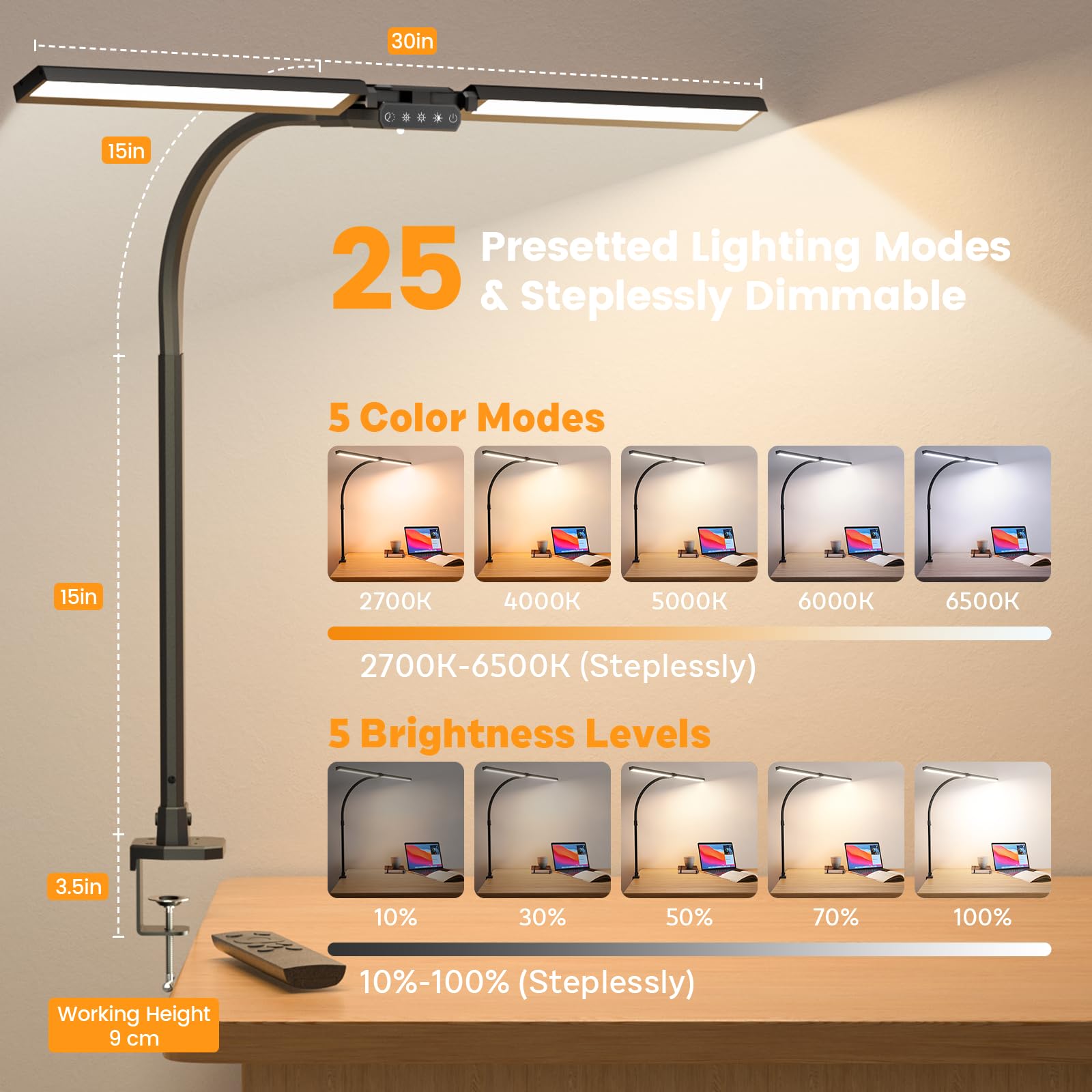 SIBRILLE LED Desk Lamp 270-degree rotation for precise light direction