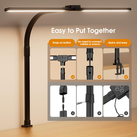 SIBRILLE clamp base stabilizes the lamp without crowding the desk