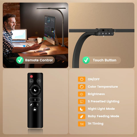 SIBRILLE LED Desk Lamp remote control for easy brightness and color selection