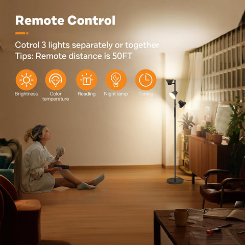 SIBRILLE floor lamp rotation and tilt for flexible lighting in any setup.