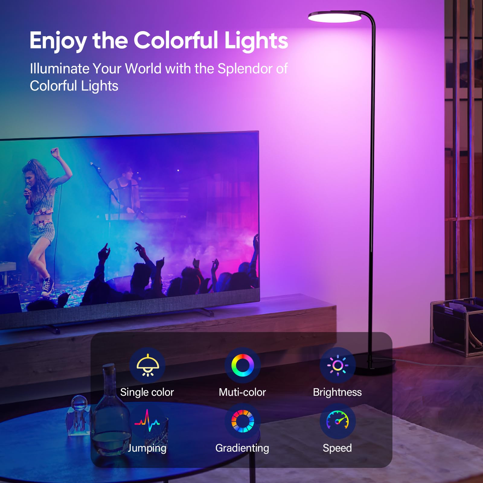 SIBRILLE RGB Floor Lamp 360-degree head directs light to any corner.