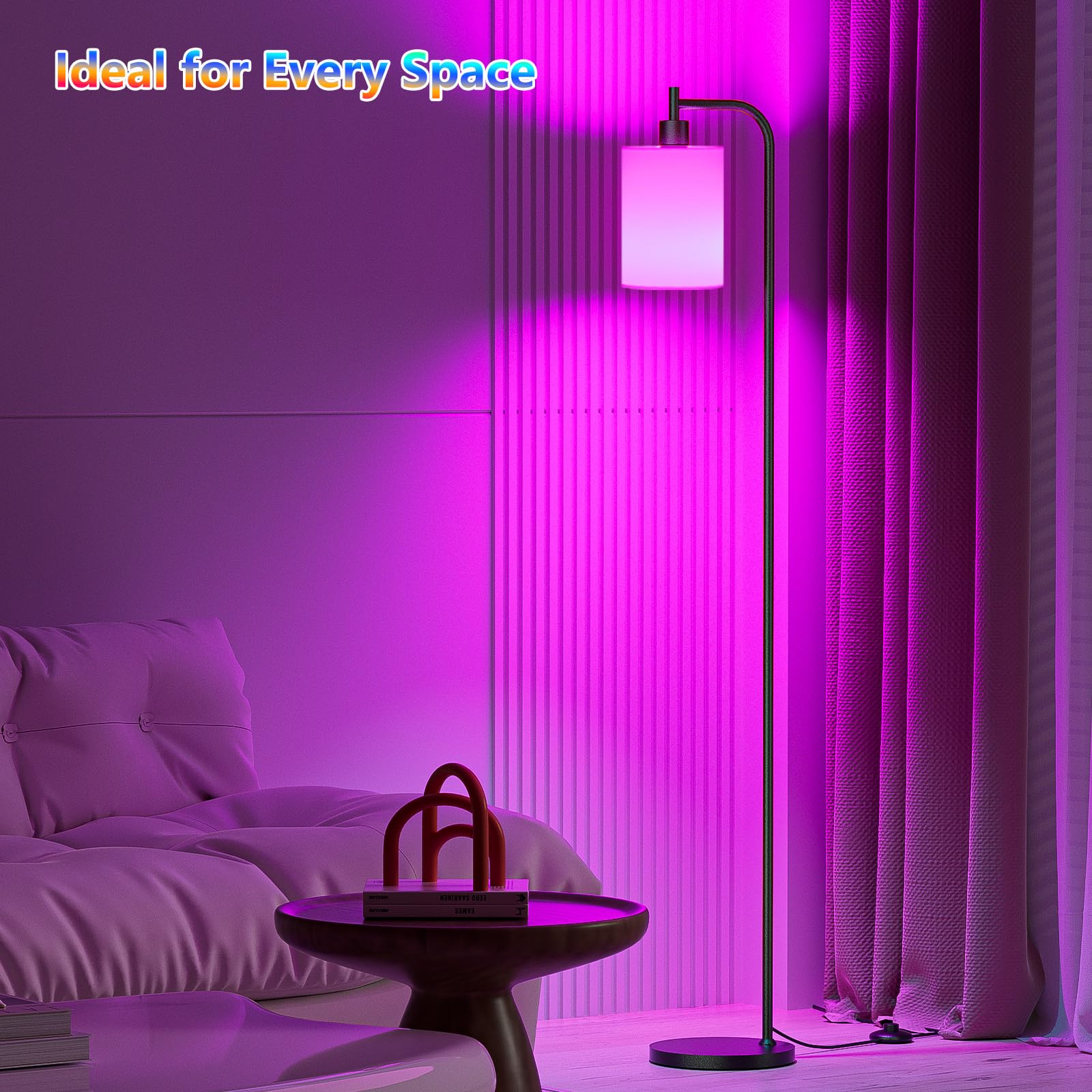 SIBRILLE RGB floor lamp pre-assembled shade saves setup time.