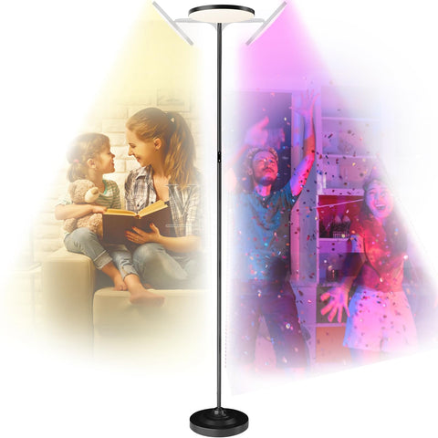 SIBRILLE RGB Floor Lamp living-room ambience with subtle color shifts.