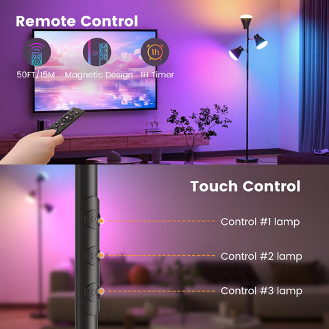 SIBRILLE RGB floor lamp with a modern base for stable placement.