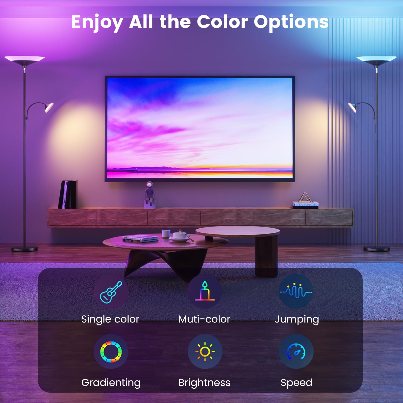 SIBRILLE RGB torchiere 2-way dimming for tailored brightness and color