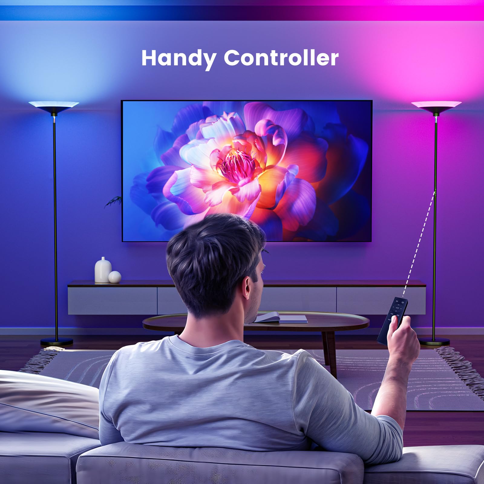 Tall 72-inch stand brightens larger spaces like living rooms