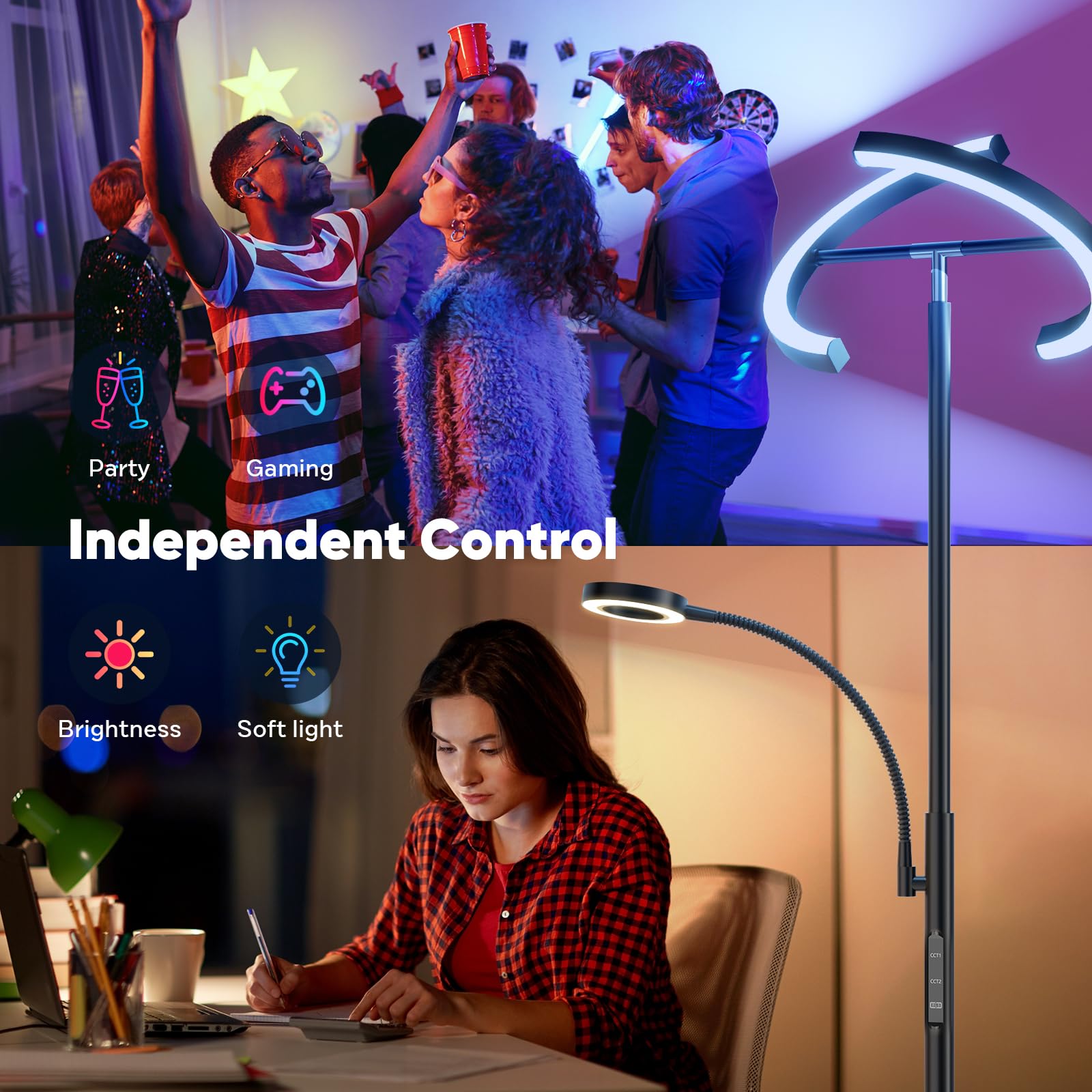SIBRILLE rotatable lamp head at 350 degrees provides customizable uplight and task lighting.