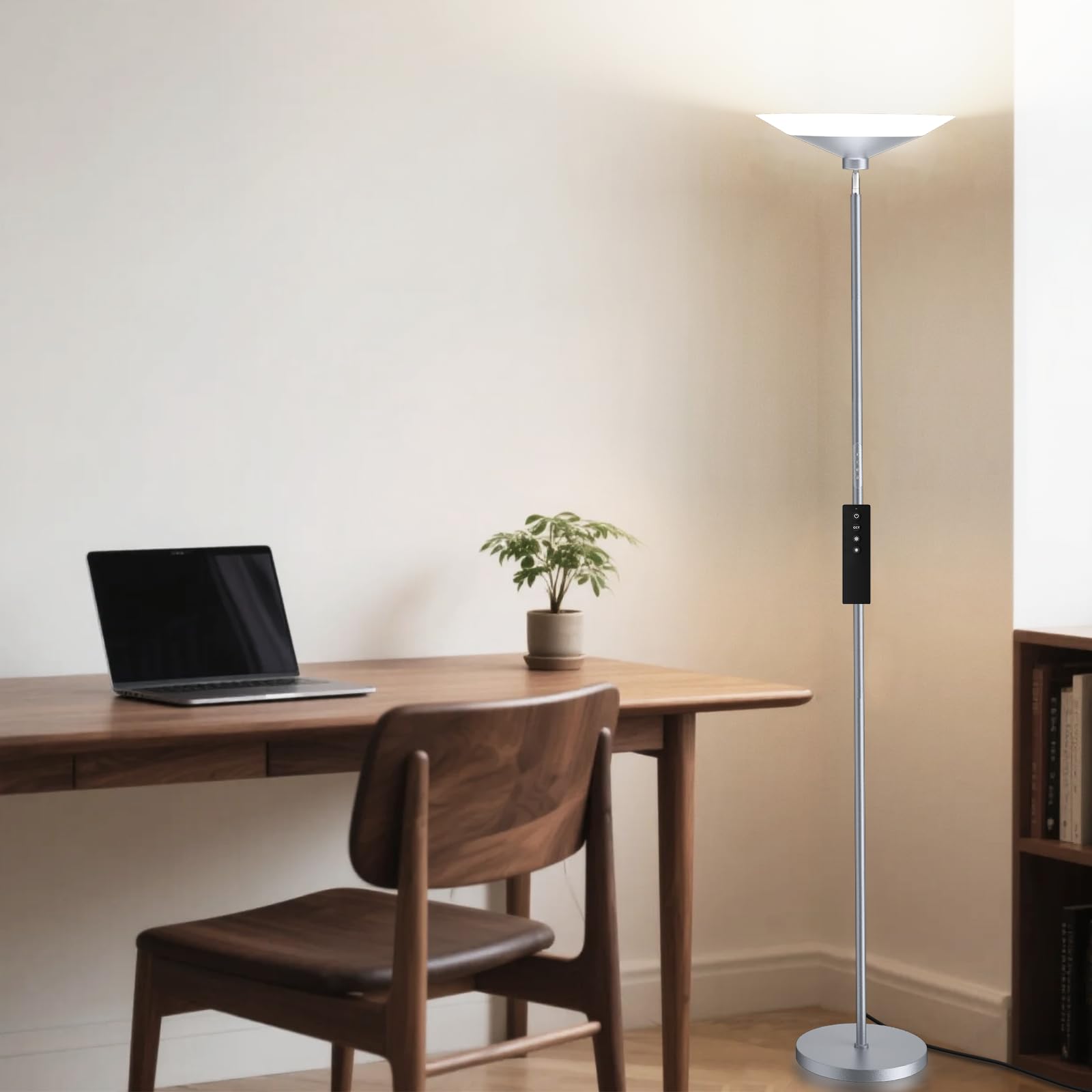 SIBRILLE torchiere with heavy base stabilizing tall lamp