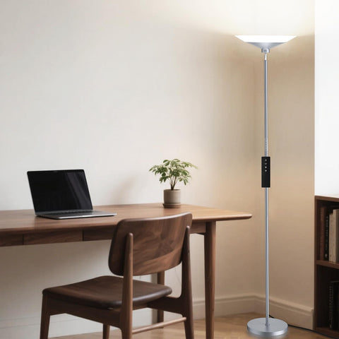 SIBRILLE torchiere with heavy base stabilizing tall lamp