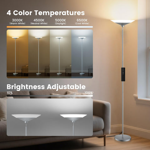 SIBRILLE torchiere uplight glow enhances ceiling illumination