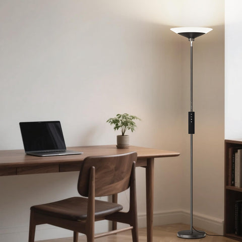 Sibrille torchiere 1800 lumens offer strong coverage for larger spaces.