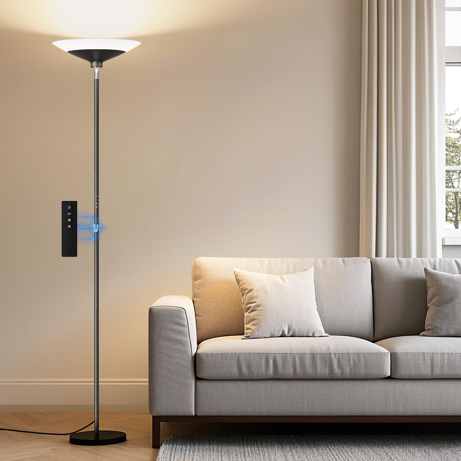 Sibrille torchiere 72-inch base provides stable support for tall lighting.