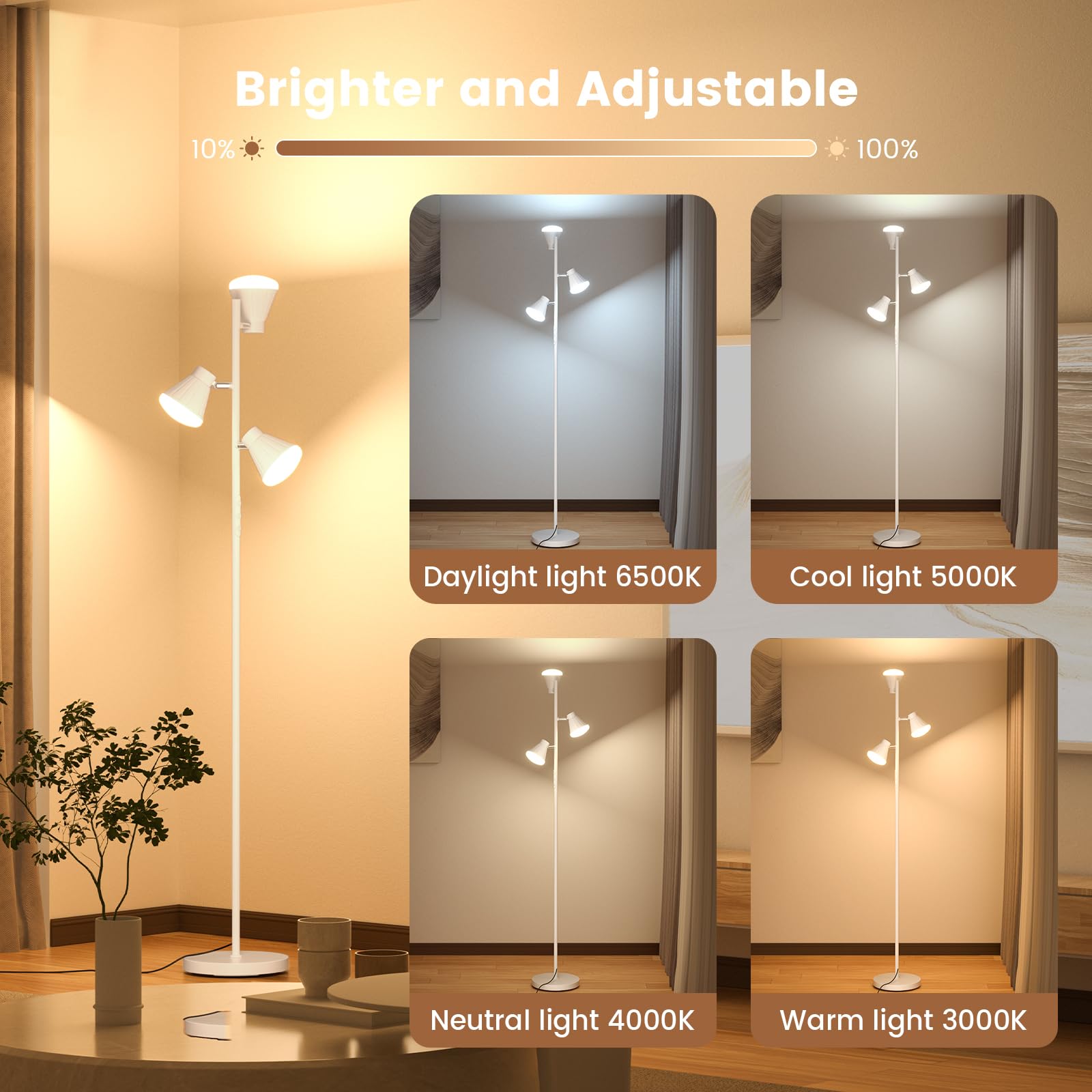 SIBRILLE tree floor lamp with 360-degree rotatable lights for precise direction
