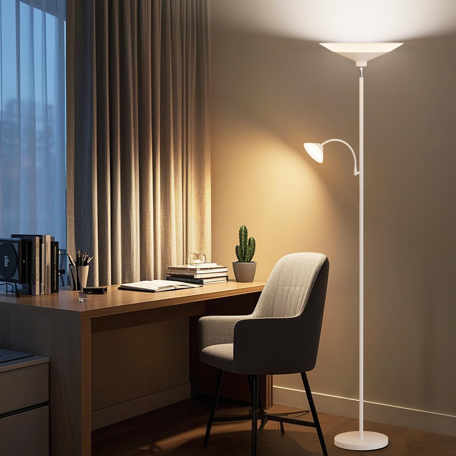 SIBRILLE upgraded 2-light torchiere lamp two-light control showing independent operation