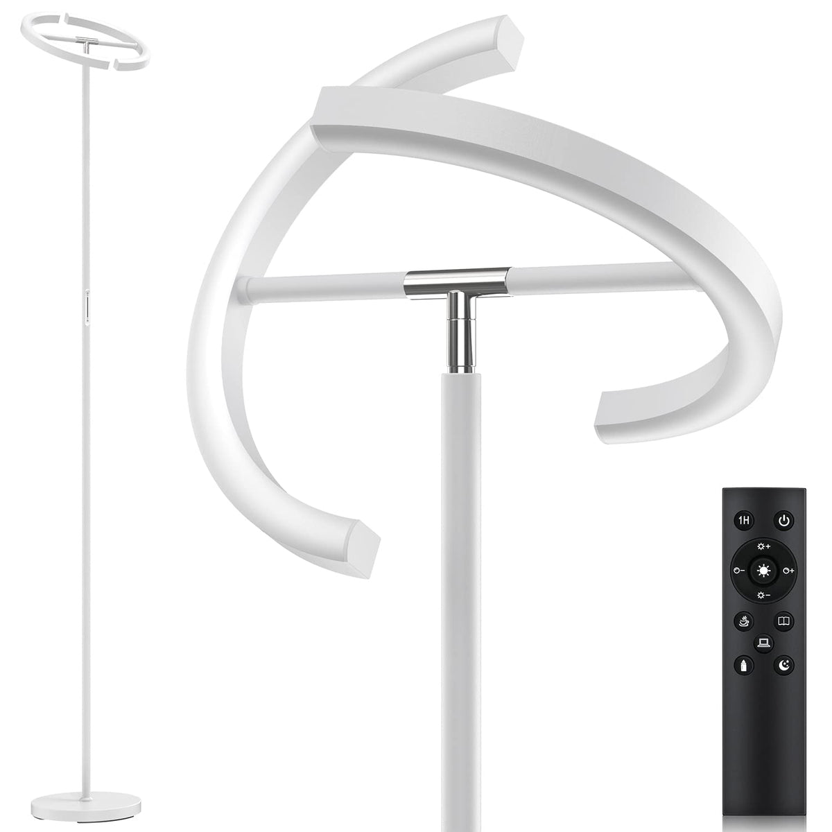SIBRILLE white floor lamp base under sofa for space-saving lighting