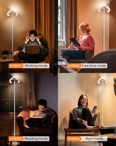 SIBRILLE easy-assembly design on white floor lamp speeds setup