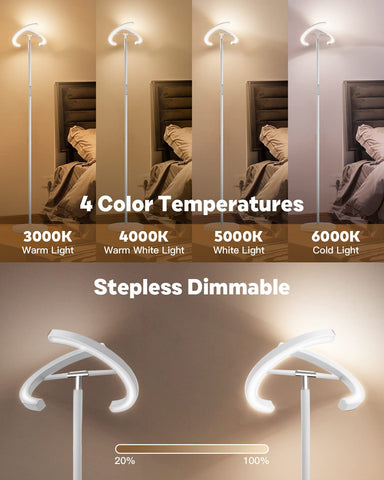 SIBRILLE tall reading area lamp on white floor lamp for focused tasks