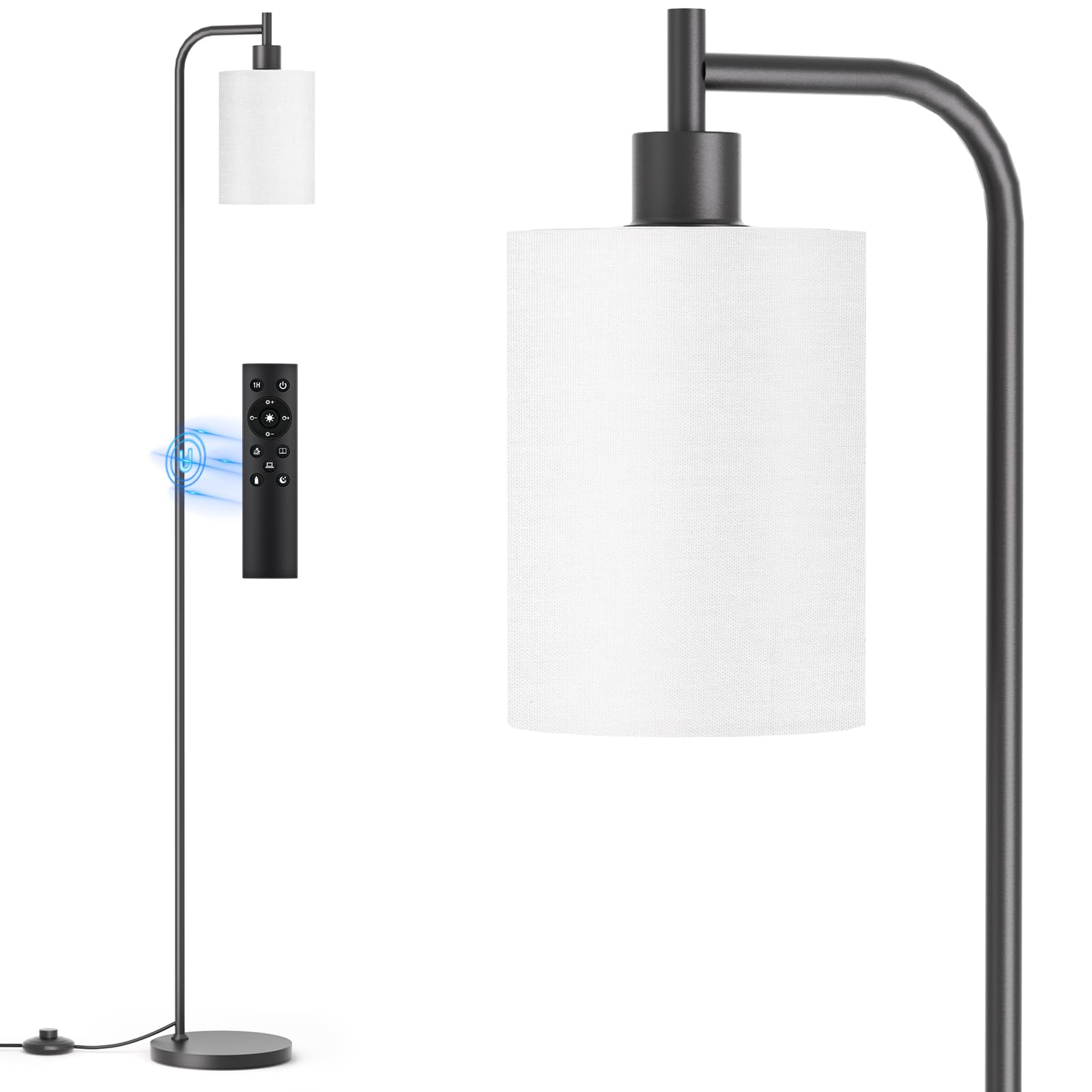 SIBRILLE floor lamp with linen shade and sturdy base for modern living spaces