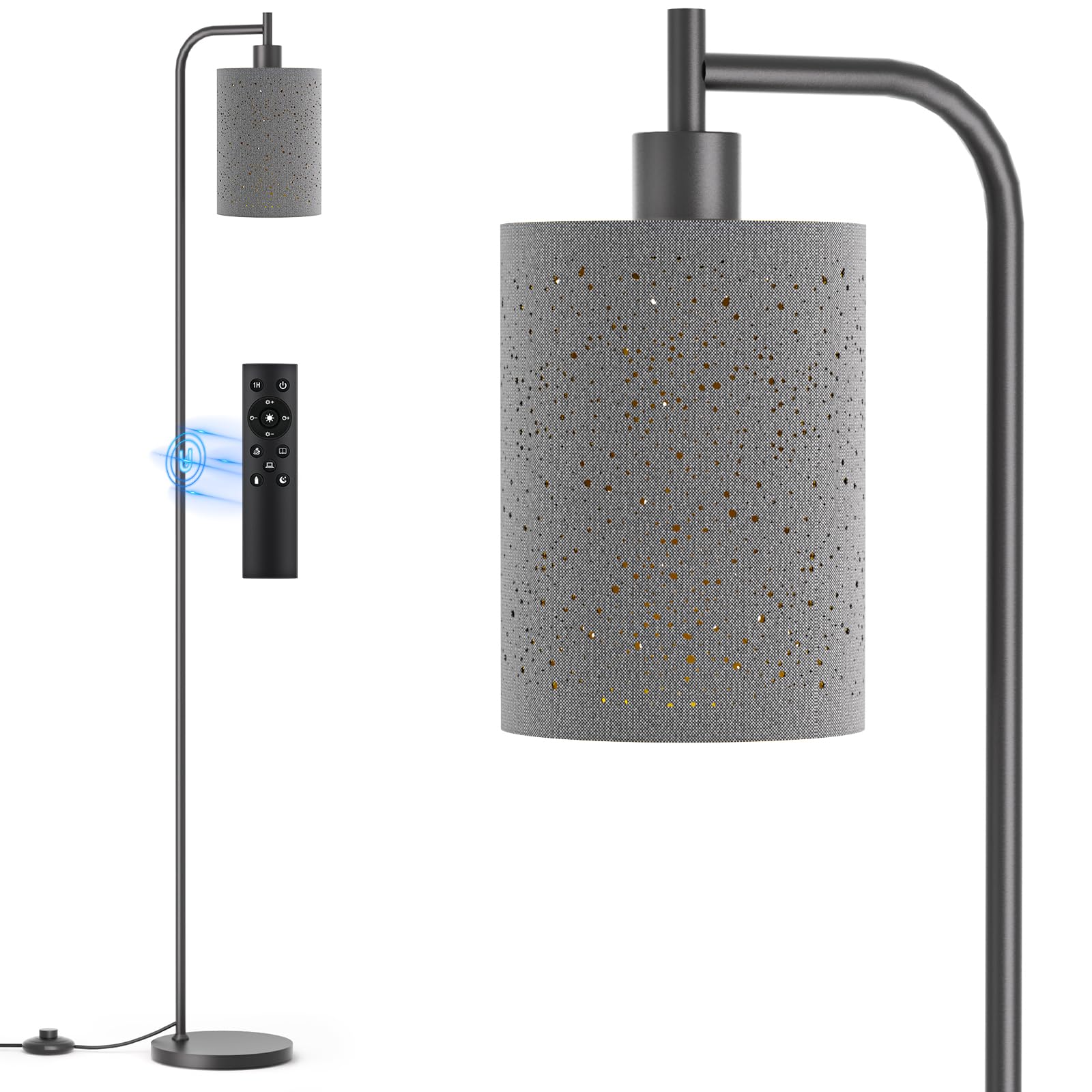SIBRILLE floor lamp with preassembled shade speeds up setup.