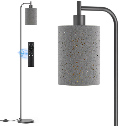 SIBRILLE floor lamp with preassembled shade speeds up setup.
